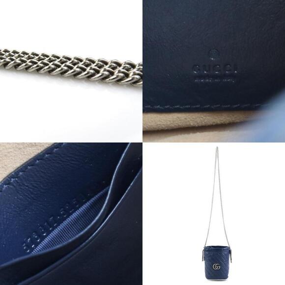 GUCCI Blue Leather GG Marmont Shoulder Bag - Picture 5 of 5